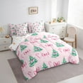 thumbnail image 3 of Feelyou Pink Princess Bowknot Twin Bedding Sets 7-Piece for Kids, Cartoon Christmas Tree Bedding Comforter Set, Candy Cane Reversible Sheet Sets, Ultra Soft Bedroom Decor, 3 of 7