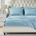 thumbnail image 6 of Sleep Zone Luxury Embossed Full Bed Sheets Set for Kids, Four-Leaf Clover Pattern Sheet & Pillowcase Sets 4 Piece - Super Soft, Wrinkle Free, Fade Resistant, Deep Pocket 16" (Stone Blue, Full), 6 of 8