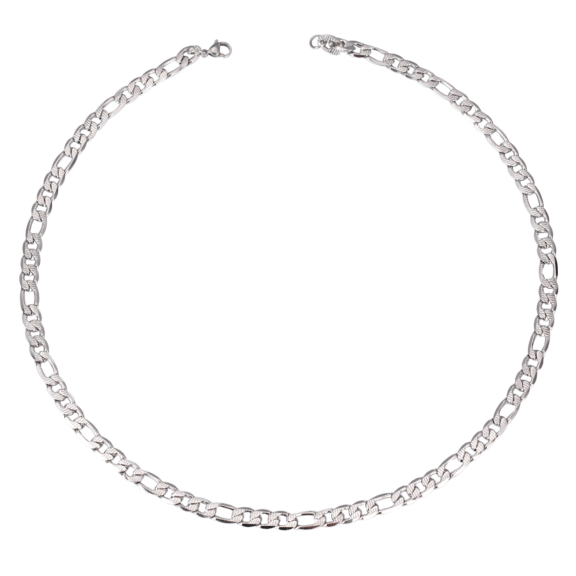 Iron Saints Men Diamond Cut Figaro Link Necklace, Stainless Steel, Men Chain Steel Necklaces