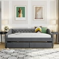 thumbnail image 2 of Kidkapers Grey Full Daybed with Storage, Upholstered Frame, No Box Spring Required - Ideal for Bedroom or Living Room, 2 of 5