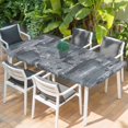 thumbnail image 2 of Grey Abstract Table Cloths for 5 Foot Rectangle Tables, Vintage Geometric Gradient Oil Painting Modern Patio Waterproof Elastic Fitted Tablecloths, Washable Rectangular Table Cover for Camping, 2 of 8