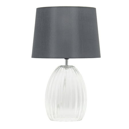 UPC 810052827520 product image for 17.63  Contemporary Fluted Glass Bedside Table Lamp With Gray Fabric Shade  Clea | upcitemdb.com
