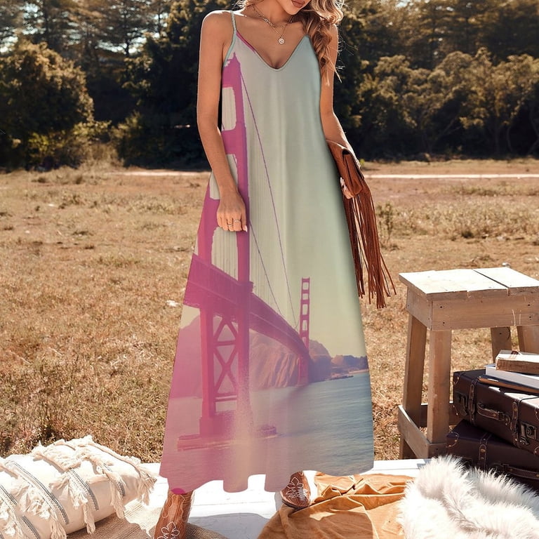 golden gate dress Bridge Sunset Sleeveless Dresses Women Summer Women's Summer Clothing couture kaftan
