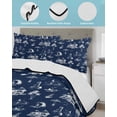 thumbnail image 4 of Quilts Twin Size Bedding Set, Navy Blue Nautical Lightweight Quilted Comforter, Summer Coastal Ocean Beach Coconut Trees Reversible Bedspread Coverlet with Pillow Covers for All Season, 68" x 86", 4 of 7