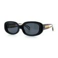 thumbnail image 5 of Womens Metal Chain Jewel Arm Oval Rectangle Mod Plastic Sunglasses Black Tortoise - Black, 5 of 7