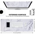 thumbnail image 2 of Desk Mat, Extended Gaming Cute Mouse Pad 35.4" x 15.7" XXL Laptop Beauty Mousepad with Stitched Edges Non Slip Base, Waterproof Computer Desk Pad for Office, Home, Girls, Men(White Marble), 2 of 6