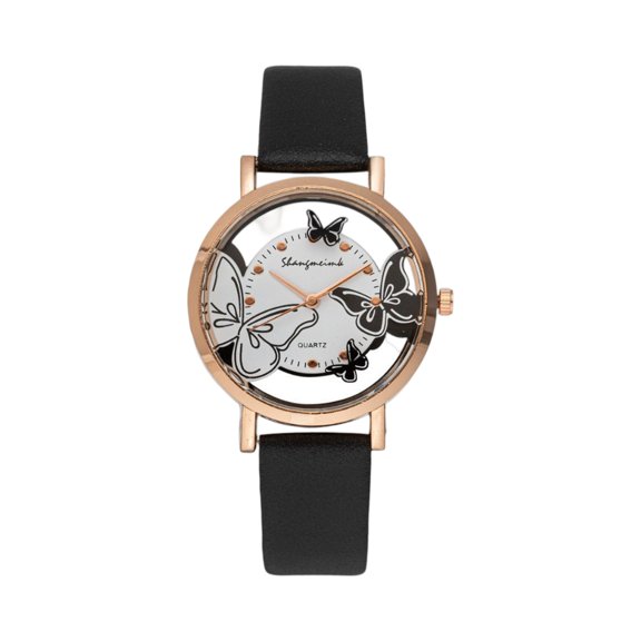 New Casual Women Watches Fashion Butterfly Watches Leather Band Quartz Wristwatches Ladies Watches Relogio Feminino