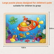 SYNARRY Large Wooden Animal Puzzles for Kids 4-in-1 Gift Box(Each 24 pcs), FSC Certified, Educational Jigsaw Puzzle Set for Preschool Kids Ages 3-6, Wooden Puzzles for Boys and Girls Ages 3-8