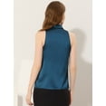 thumbnail image 4 of INSPIRE CHIC Blusa elegante de satén sin mangas con lazo y cuello de pajarita para mujer Azul eléctrico S, 4 of 5