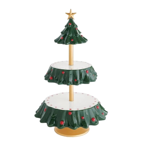 Christmas Cupcake Stand Two-layer Dessert Display Tower Snack Serving Stand