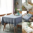 thumbnail image 3 of HGYCPP Rustic Vintage Flounces Ruffle Trim Tablecloth Washable Cotton Linen Table Cover, 3 of 12