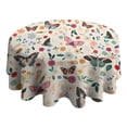 thumbnail image 4 of Beige Butterfly Flower Pattern Round Tablecloth 60"x60",Wrinkle Wipeable Table Cloth for Kitchen Dining Room Picnic Patio Party, 4 of 6