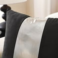 thumbnail image 2 of Gyulin Pack of 4,18 x 18 Velvet Throw Pillow Covers with Silver Leather Striped Patchwork Stitching Modern Minimalist Square Pillowcase Cushion Covers for Bedroom Sofa Couch Living Room,Burgundy Red, 2 of 6