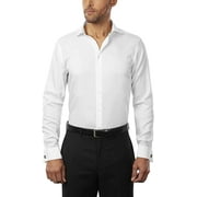 Calvin Klein Men's Non Iron Slim Fit Steel French Cuff Dress Shirt -White-15 Neck x 32/33 Sleeve