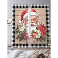 thumbnail image 3 of Christmas Sheer Curtains 108 Inch Length 2 Panels Set Window Treatments, Winter Santa Claus Poinsettia Wooden Plaid Rod Pocket Semi Curtains for Living Room/Bedroom/Kitchen Décor, 104"W x 108"L, 3 of 7