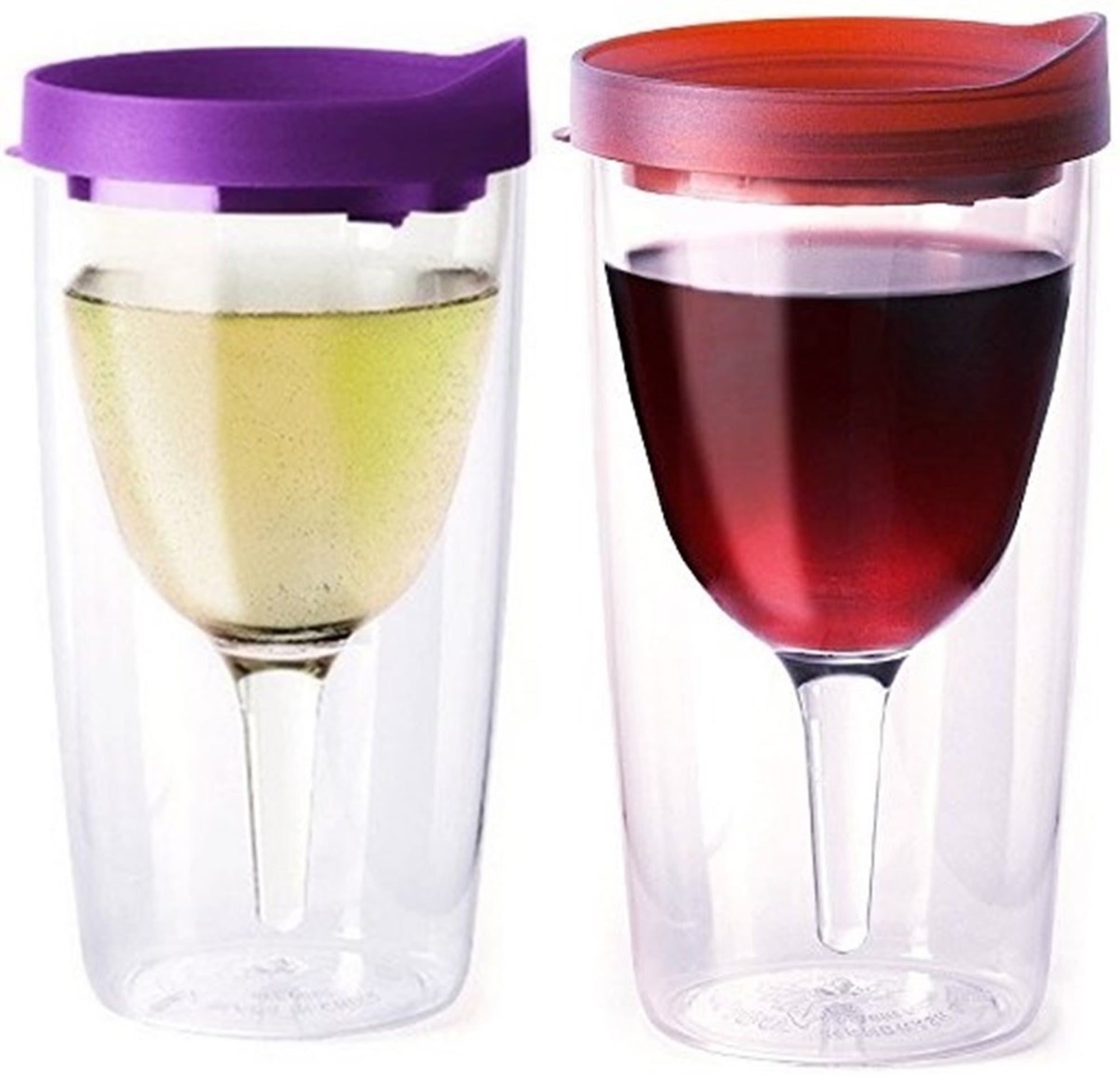 Double Wall Acrylic Merlot Red Insulated Wine Tumbler Set of 2 10oz 