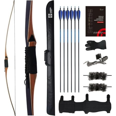 Sanlida Archery 68″ Royal X8 Longbow Traditional Wooden Hunting Bow Handmade Hunting Bow and Arrows kit for Adults & Traditional Archers RH Only (50lbs Right Hand)