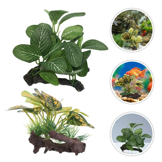 unbranded 2Ud Bonsai De Plástico Para Acuario Con Y Decorativas Para Peceras