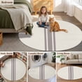 thumbnail image 5 of Farmhouse Gray Round Rugs for Living Room 3ft Sripes Cream Background Non Slip Circle Rug Washable Low-Profile Indoor Carpet for Bedroom, Dining Room, Bathroom, 5 of 9