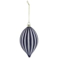 thumbnail image 2 of Northlight 5.75" Blue and White Striped Finial Glass Christmas Ornament, 2 of 7
