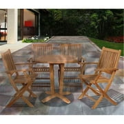 International Home Kansas 5 Piece Wood Patio Dining Set in Teak