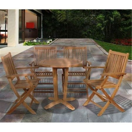 International Home Kansas 5 Piece Wood Patio Dining Set in Teak