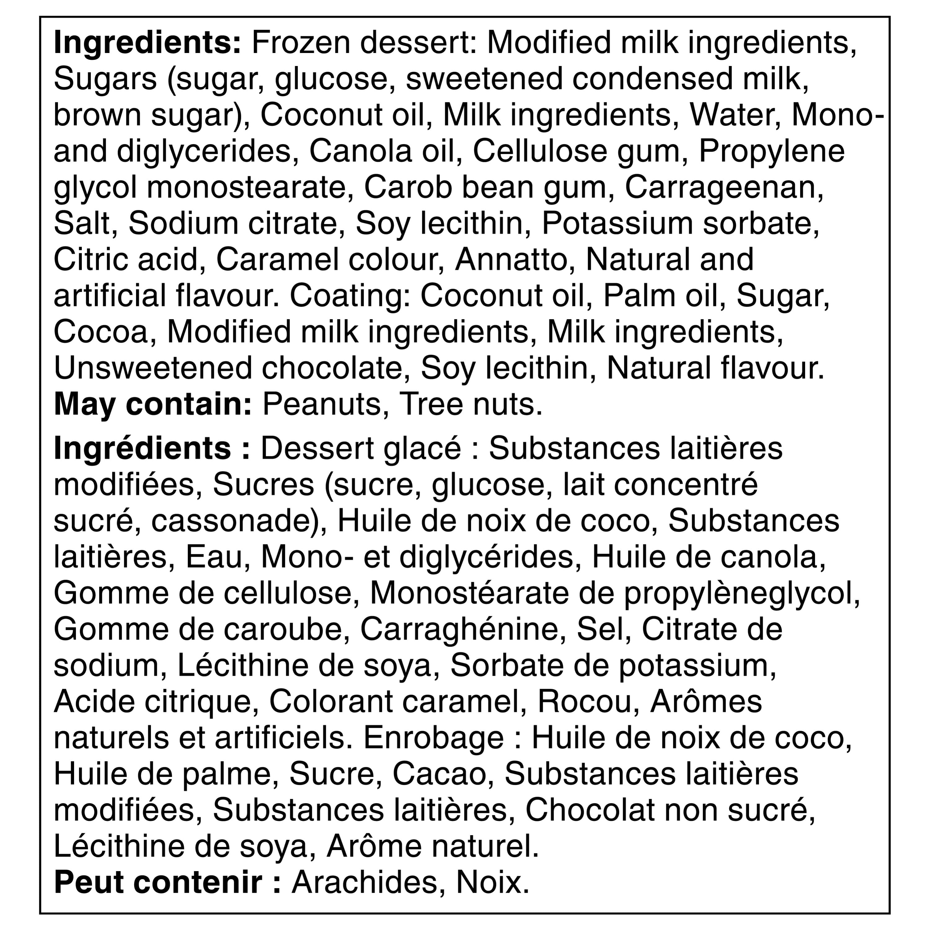 PARLOUR Barres de dessert glacé à la vanille et au caramel, enrobage chocolaté 16 x 80 ml