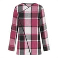 thumbnail image 4 of WTOBBY Women's Plaid Printed Fashionable Long Sleeved Jacket Cardigan, Open Front Casual Cover Up with Front Pockets and Lightweight Design for Spring and Fall,Pink 2XL, 4 of 4