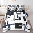 thumbnail image 1 of YST Ensemble de Douillette 7 Pcs à Rayures Bleues pour Enfants Garçons Filles, Lit en Sac Géométrique Simple, Ensembles de Literie Texture Léopard, Ensembles de Lit Abstraits Réversibles avec Drap Plat et Drap-Housse, Couvre-Oreillers, 1 of 5