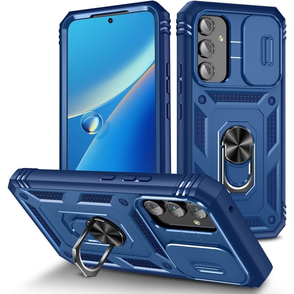 Case for Galaxy A54 5G, Slide Lens Protective Case Shockproof Impact Resistant with Kickstand Cover Case for Samsung Galaxy A54 5G (Dark Blue)
