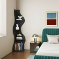 thumbnail image 4 of Yowos Corner Bookshelf, 5 Tier Modern Bookshelf Black Bookcase Small Storage Rack Wall Stylish Accent Wavy for Small Space, Plant Stand, 4 of 9