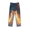 thumbnail image 2 of Vsdgher Starry Sky Constellation Cat Print Mens Pajama Pants Sleep & Lounge Pants, PJ Bottoms With elastic waistb and Pockets, 2 of 5