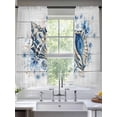 thumbnail image 2 of Summer Conch Sheer Curtains 72 Inch Long 2 Panels, Ocean Underwater Shell Flower Wood Grain Coastal Light Filtering Rod Pocket Curtains, Sheer Voile Drapes for Living Room Bedroom, 52"x72", 2 of 8