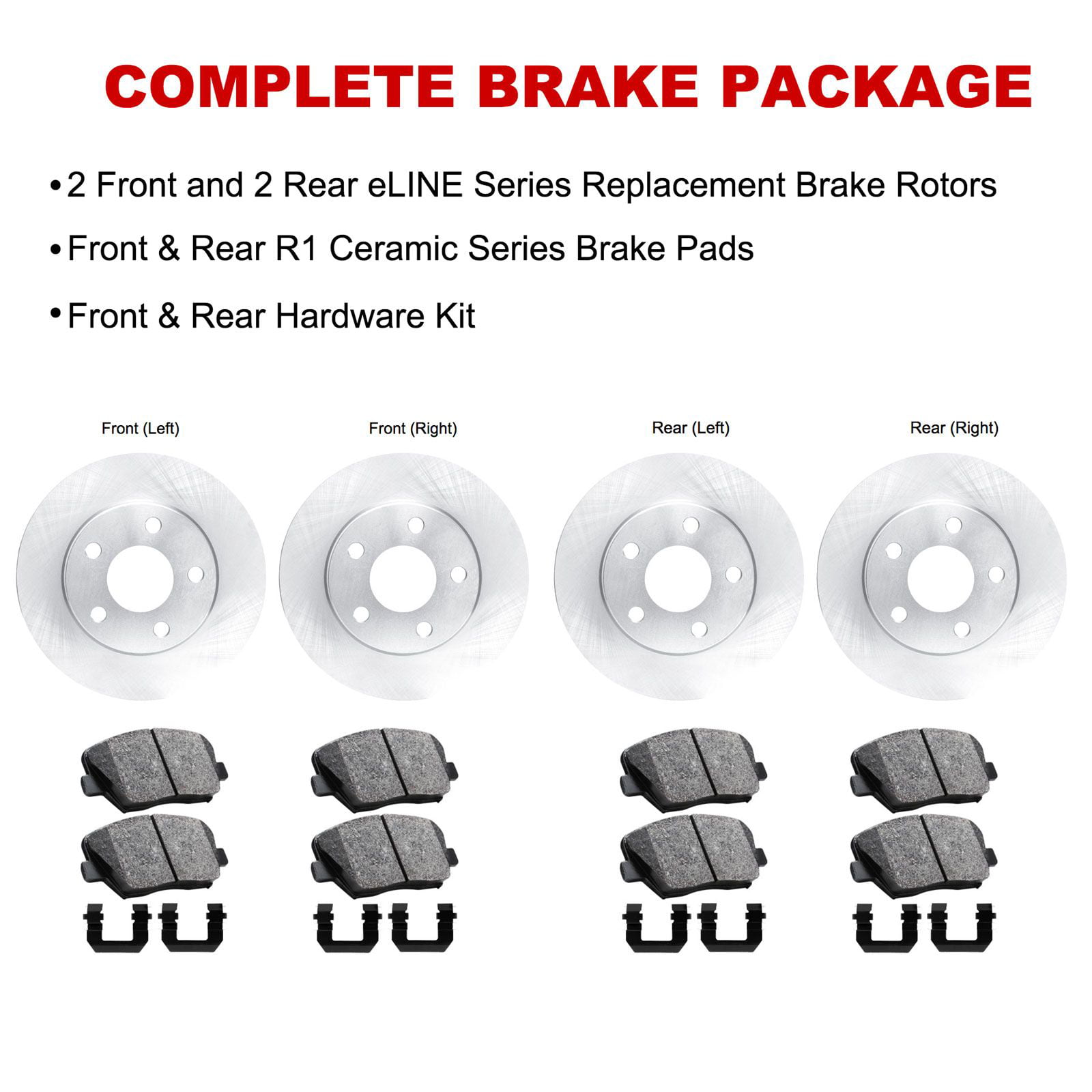 Complete Kit Black Drill/Slot Brake Rotors Kit & Ceramic Brake Pads CBC.62104.02 
