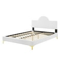 thumbnail image 5 of Platform Bed Frame, Full Size, White, Velvet, Modern Contemporary, Bedroom Master Guest Suite Room, 5 of 10
