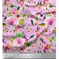 thumbnail image 1 of Soimoi Japan Crepe Satin Fabric Flower & Leaves Watercolor Fabric Prints by Yard 42 Inch Wide, 1 of 3