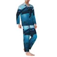 thumbnail image 2 of KLL Ocean Dolphin Fish School Sleepwear Mens Flannel Pajamas,Long Cotton Pj Set, 2 of 7