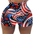 thumbnail image 2 of LEBONYARD Womens Summer Shorts Clearance under $10,Women's Shorts with Fun Prints,Women's Independence Day High-waisted Summer Print Leggings Beach Shorts Red M, 2 of 6
