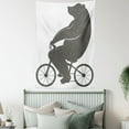 thumbnail image 4 of Vintage Tapestry, Bear on a Bike Cute Humor Parody Stylized Modern Funny Cycling Hipster Artwork Print, Wall Hanging for Bedroom Living Room Dorm Decor, 60W X 80L Inches, Grey, by Ambesonne, 4 of 5