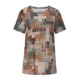 thumbnail image 3 of Pompotops Mode Femme Été Col Rond Manches Courtes Imprimé T-shirt Décontracté Blouse, 3 of 7