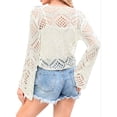 thumbnail image 3 of Women Summer Boho Tops Sheer Crochet Coverup Beach Bathing Swimsuit Cover Ups Shrugs Crop Swimwear Outfits, 3 of 5