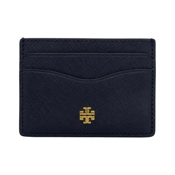Tory Burch Women's Emerson Saffiano Leather Slim Card Case (Tory Navy)
