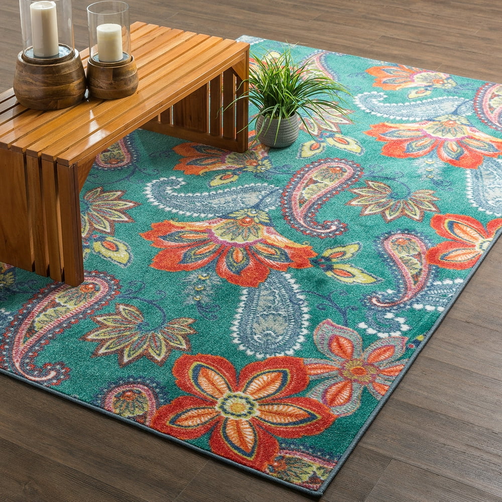 Mohawk Home New Wave Whinston Multi Printed Area Rug, 7'6"x10', Teal