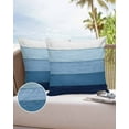 thumbnail image 6 of Pack of 2 Outdoor Pillow Covers, Navy Blue Striped Gradient Rustic Wood Board Waterproof Square Throw Pillowcase Cushion Decorative Pillow Covers for Couch Patio Tent, 26x26 in, 6 of 6