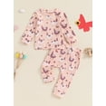 thumbnail image 2 of Suealasg Toddler Baby Girl Fall 2Pcs Outfits Dinosaur Butterfly Chicken Print Long Sleeve Sweatshirts Long Pants Set 6M 1T 2T 3T 4T Little Girls Autumn Clothes Set, 2 of 7