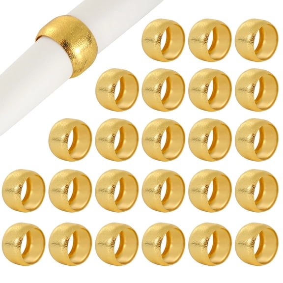 24 Pack Gold Metal Napkin Rings – 1.8" Iron Napkin Ring Holders with Electroplated Finish, Modern Table Setting Decor for Parties, Banquets, Weddings & Dinners