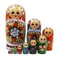 thumbnail image 1 of Muñecas rusas de madera Matryoshka perfke juego de muñecas apilables 10 piezas, 1 of 9