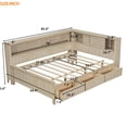 thumbnail image 6 of Full Size Wood Daybed with Storage Shelves and 3 Drawers, Farmhouse Style Bed Frame with Sliding Doors, Antique White Finish, 6 of 10