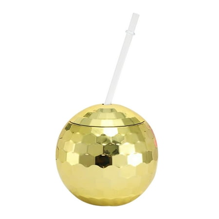

CHAMAIR 600ml Disco Ball Cups Cocktail Nightclub Party Straw Wine Glass Drinking Cup Mug (Gold)