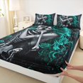 thumbnail image 3 of Castle Fairy Female Men Gothic Skeleton Twin Sheet Sets 3pcs,Teal Floral Rose Twin Fitted Sheet Microfiber,Happy Valentine's Day Breathable Flat Sheet,Ultra Soft Home Decor, 3 of 7